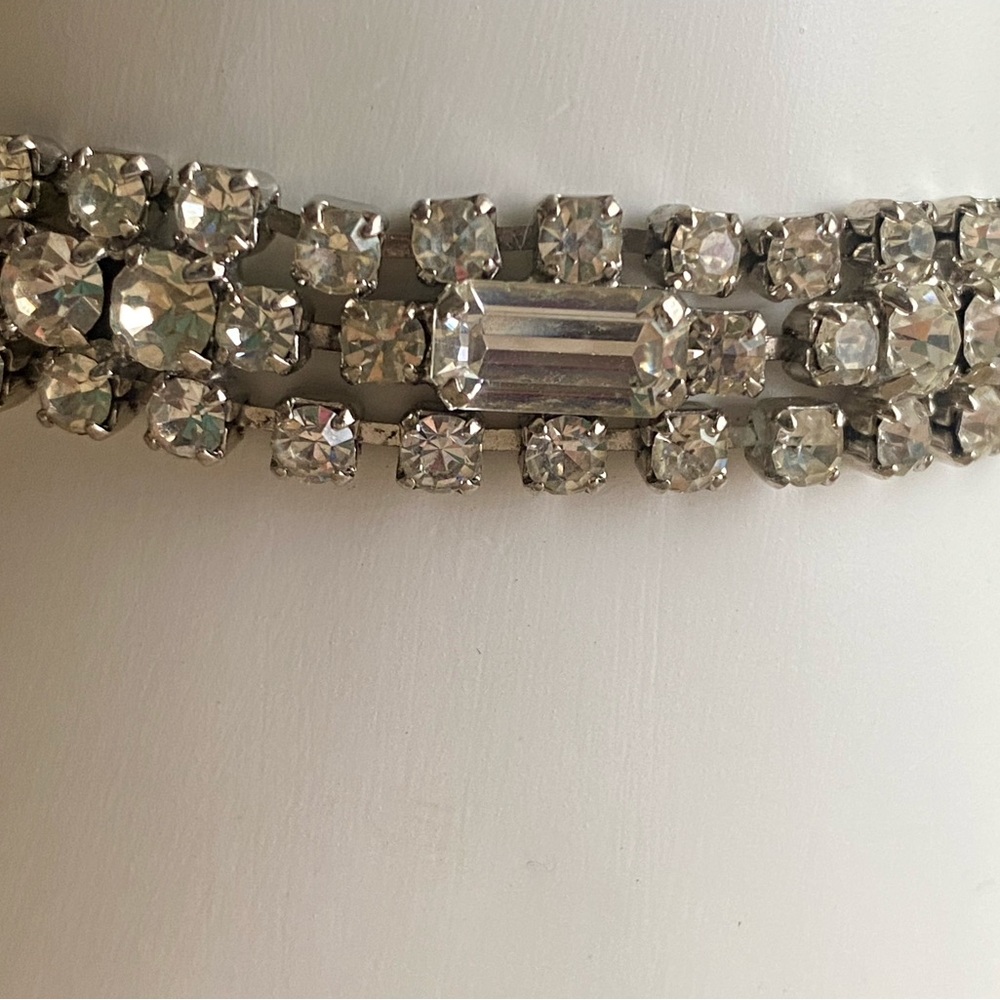 Tennis bracelet silver tone rhinestone vintage - Picture 5 of 11